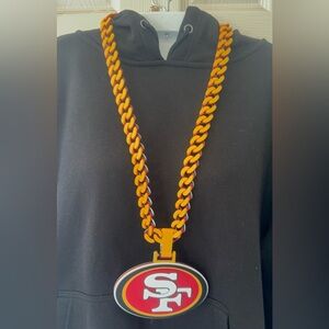 NFL Team Logo Pendant Necklace in Red & Gold